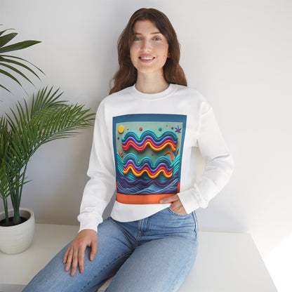 Unisex Heavy Blend™ Crewneck Sweatshirt, Water Painting, Aquarius Zodiac Design
