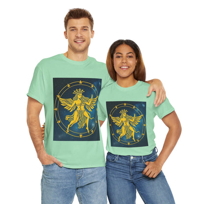 Unisex Heavy Cotton T-Shirt, Twin Angel v3, Gemini Zodiac Design