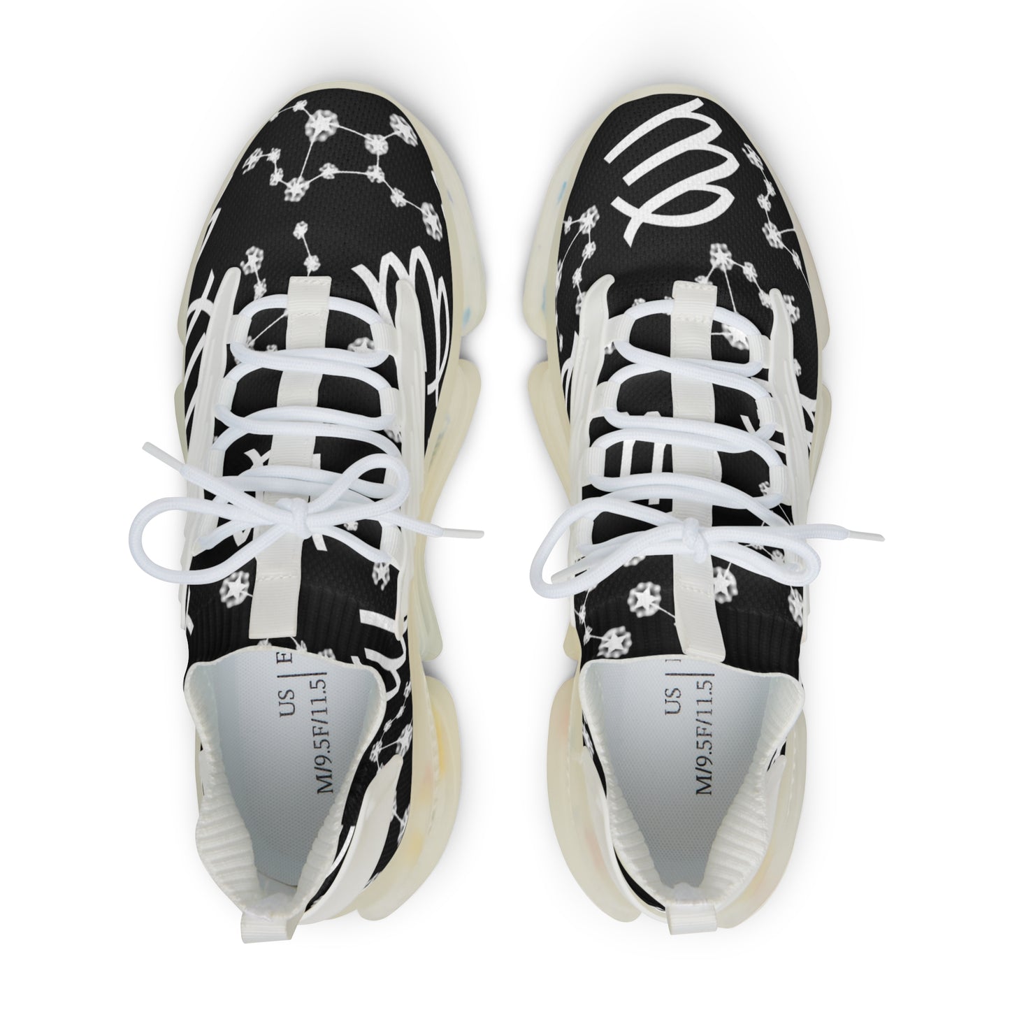 Men's Mesh Sneakers, Virgo Zodiac Sign, AOP, Black
