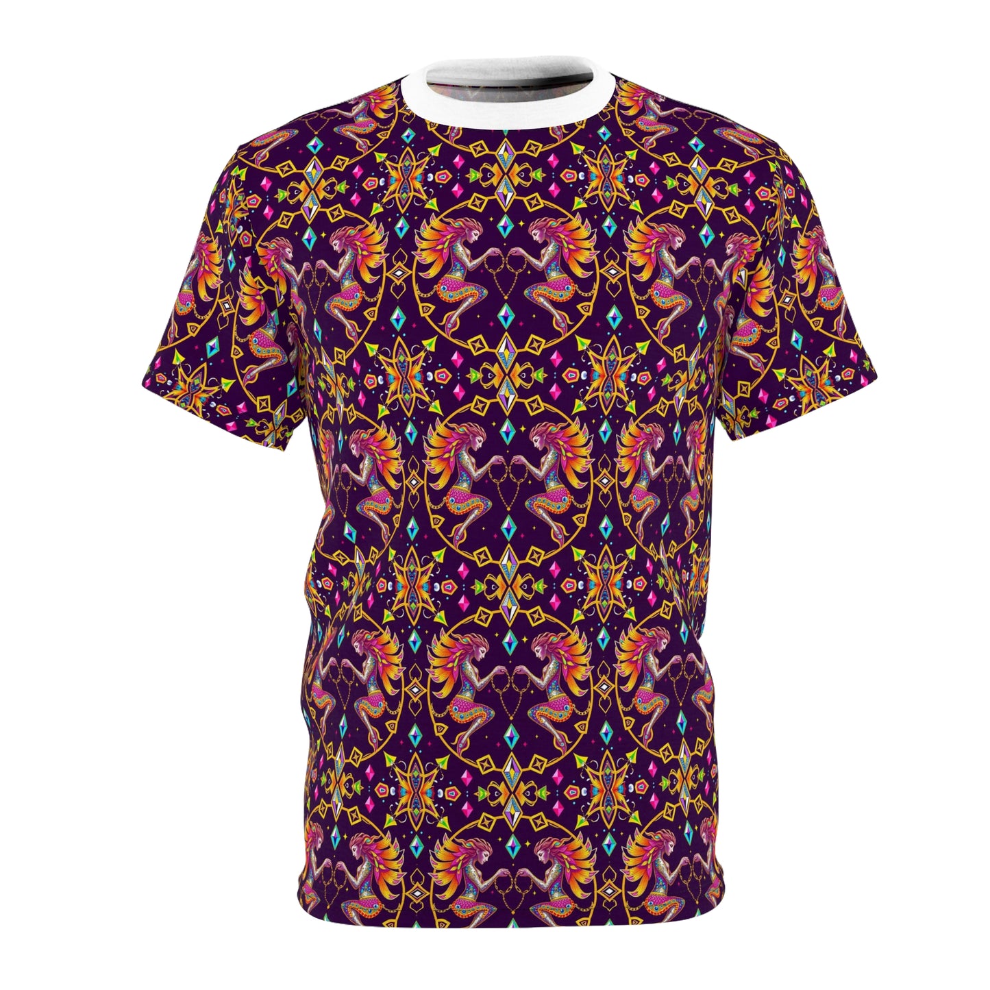 Unisex Cut & Sew T-Shirt, (AOP), Gemini, Zodiac v2, Jewels Pattern
