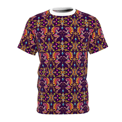 Unisex Cut & Sew T-Shirt, (AOP), Gemini, Zodiac v2, Jewels Pattern