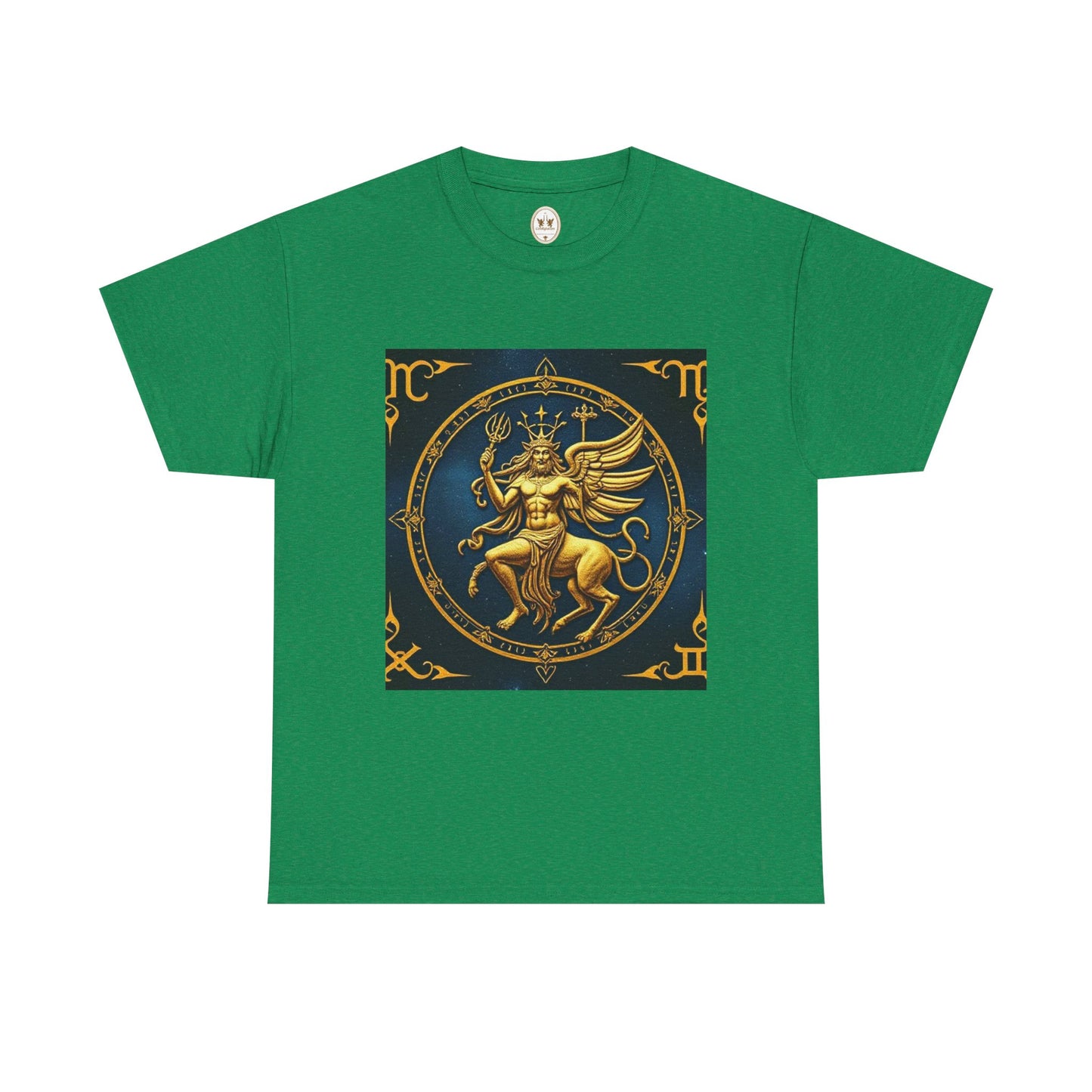 Unisex Heavy Cotton T-Shirt, Gold Angel, Symbol, Virgo Zodiac Design
