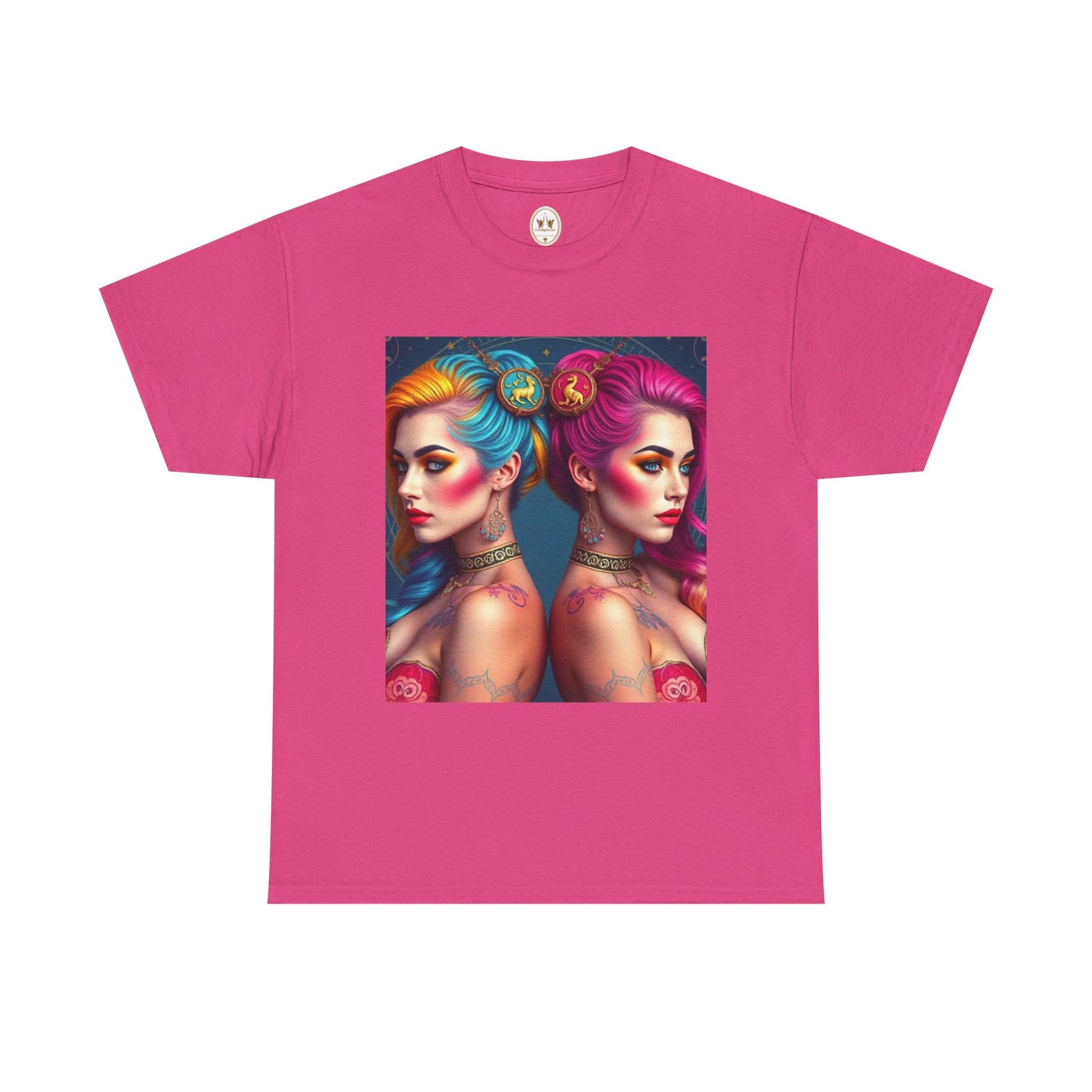 Unisex Heavy Cotton T-Shirt, Gemini, Zodiac v2, Sexy Art