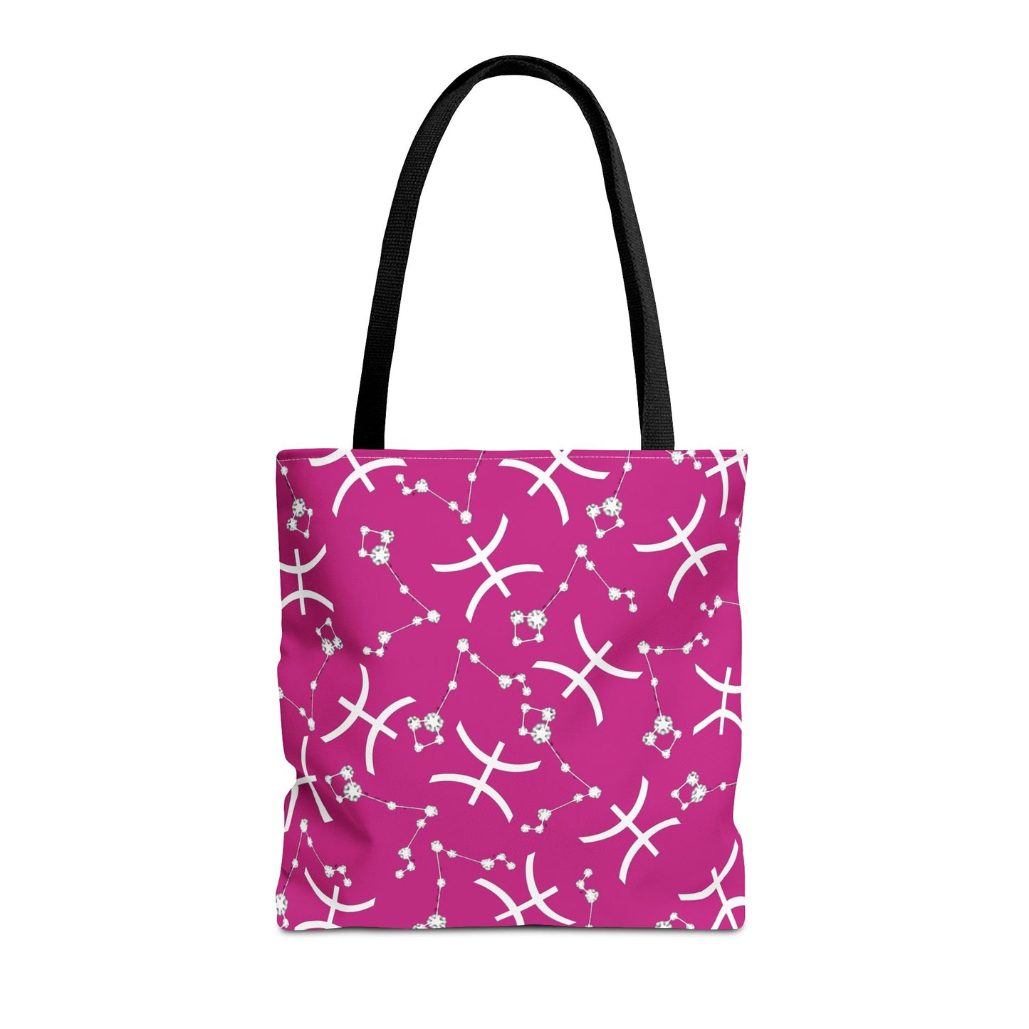 Tote Bag, Pisces Zodiac Sign, AOP, (Pink, White)