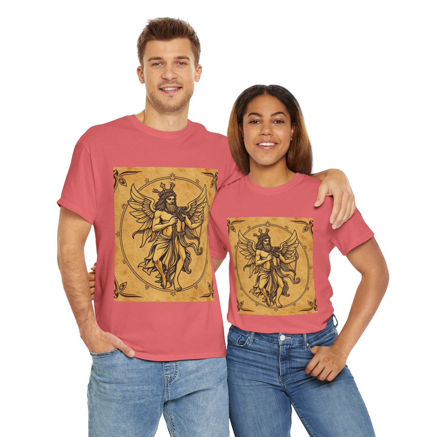 Unisex Heavy Cotton T-Shirt, Pencil Art, Gemini Zodiac Design