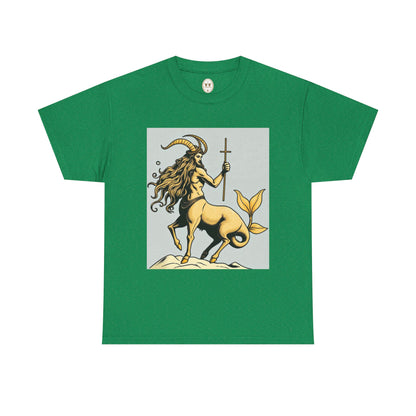 Unisex Heavy Cotton T-Shirt, Capricorn God v2, Zodiac Design