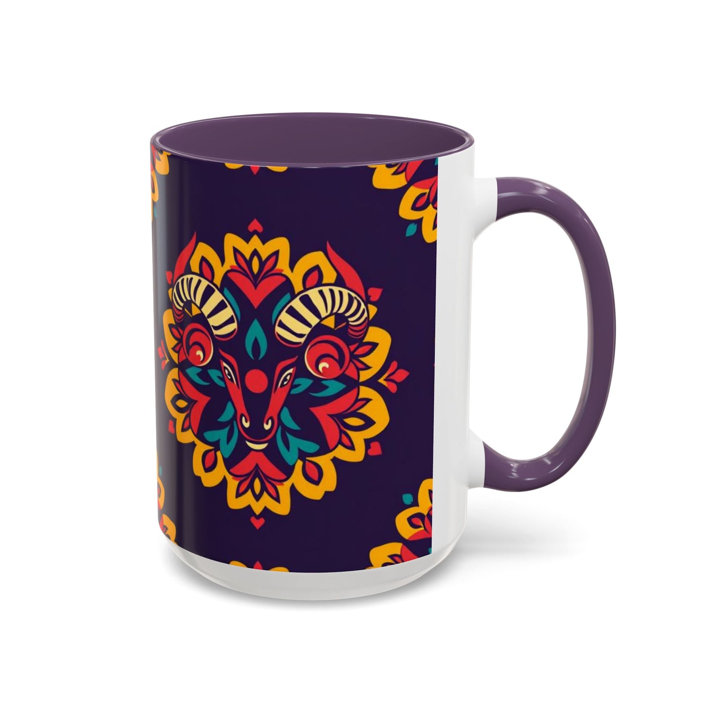 Accent Coffee Mug, Taurus, Zodiac v4. Flower Pattern, (11, 15oz)