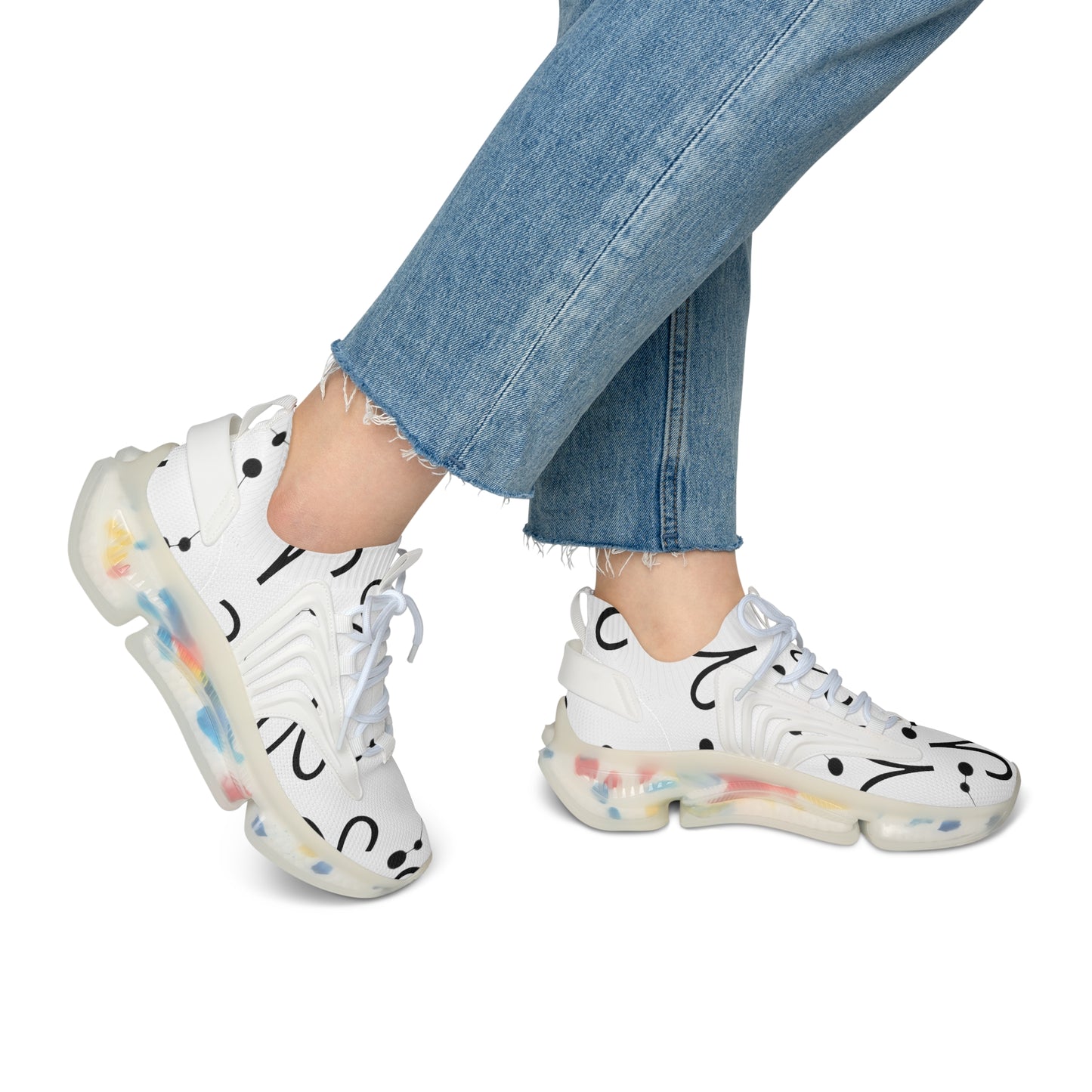 Women's Mesh Sneakers, Constellation & Symbol, Aries Zodiac Sign, AOP
