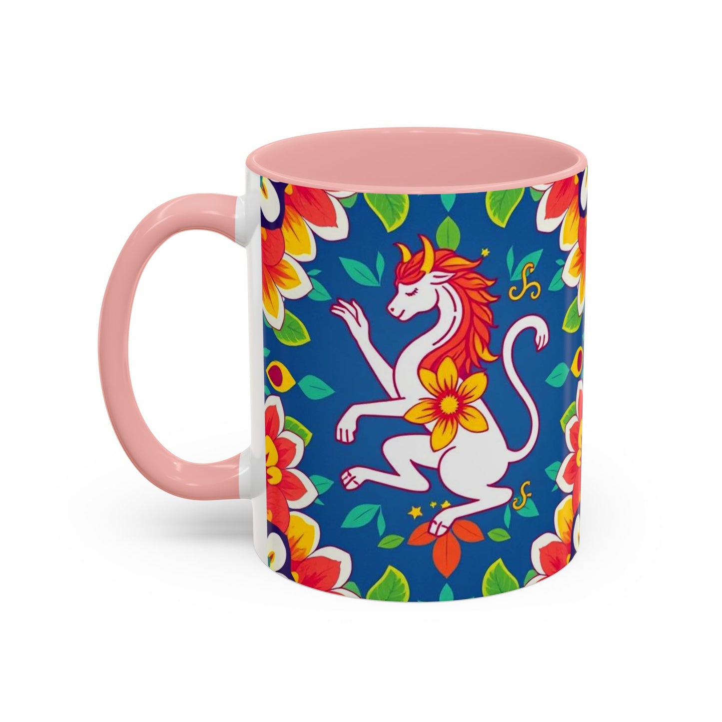 Accent Coffee Mug, Virgo, Zodiac v3. Flower Pattern, (11, 15oz)