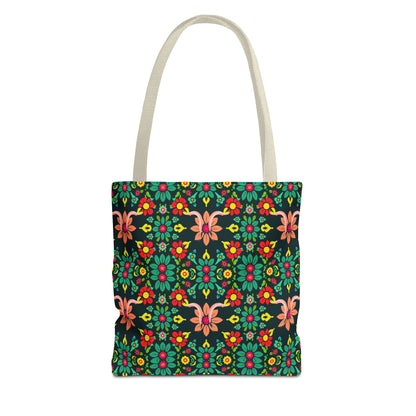 Tote Bag, (AOP), Aquarius, Zodiac v1, Flower Pattern