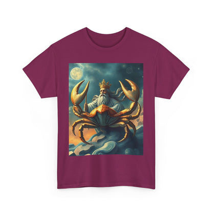 Unisex Heavy Cotton T-Shirt, Crustacean King, Cancer Zodiac Design