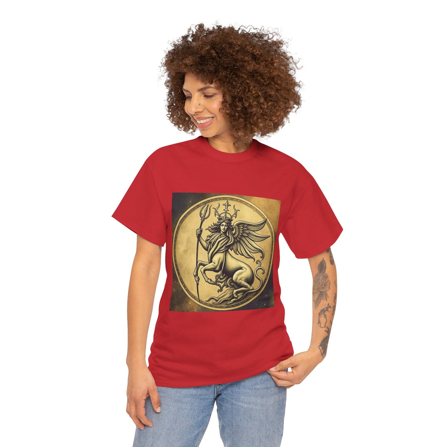 Unisex Heavy Cotton T-Shirt, Angel Animal, Virgo Zodiac Design