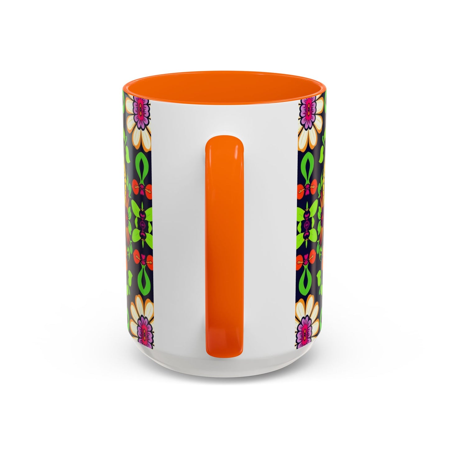 Accent Coffee Mug, Aries, Zodiac v2, Flower Pattern, (11, 15oz)