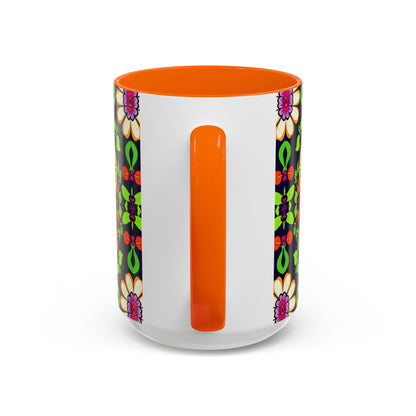 Accent Coffee Mug, Aries, Zodiac v2, Flower Pattern, (11, 15oz)