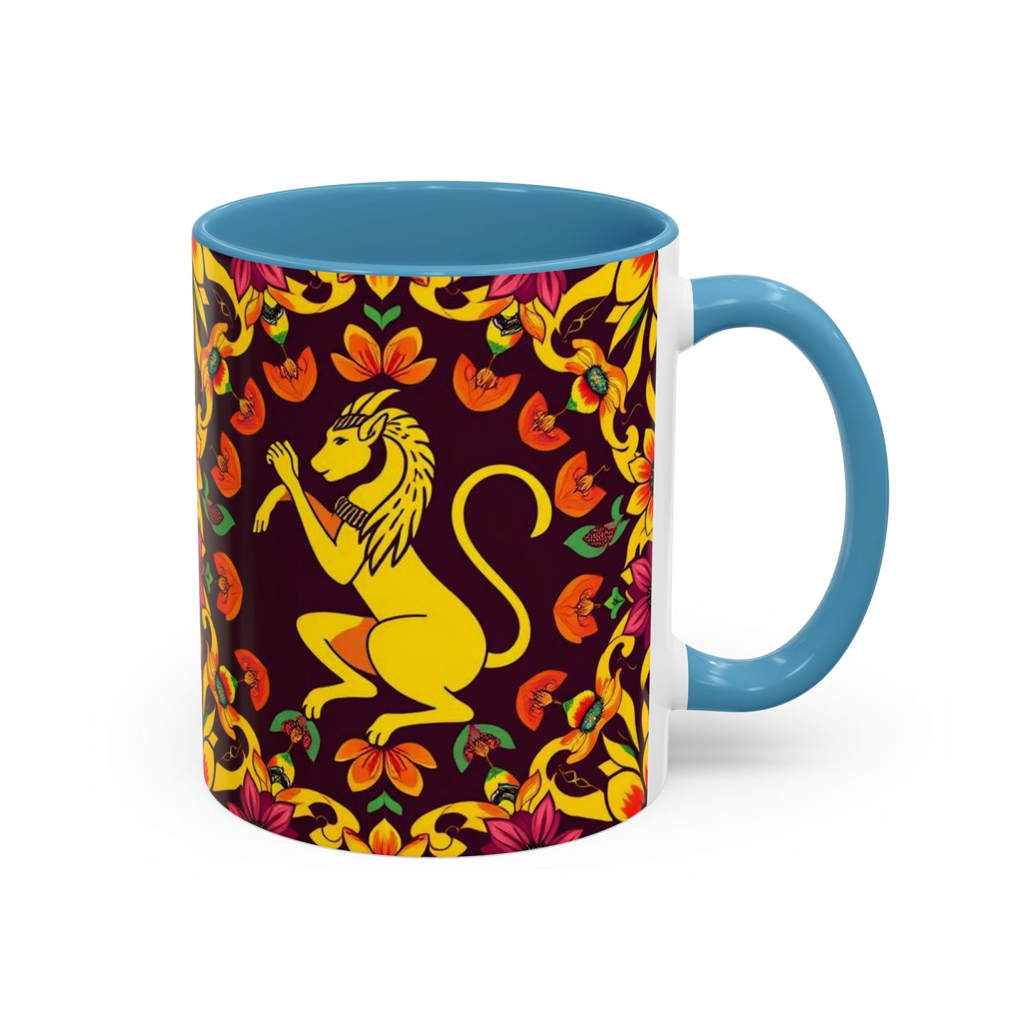 Accent Coffee Mug, Virgo, Zodiac v1. Flower Pattern, (11, 15oz)