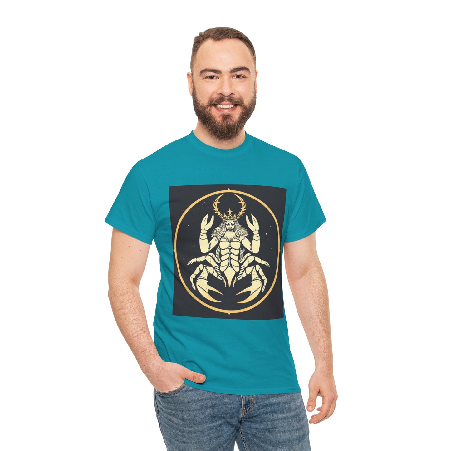 Unisex Heavy Cotton T-Shirt, Scorpio King, Print Art, Zodiac Design