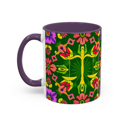 Accent Coffee Mug, Libra, Zodiac, Flower Pattern, (11, 15oz)