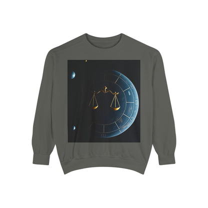 Garment-Dyed Sweatshirt, Unisex, Space Animal Design v1, Libra