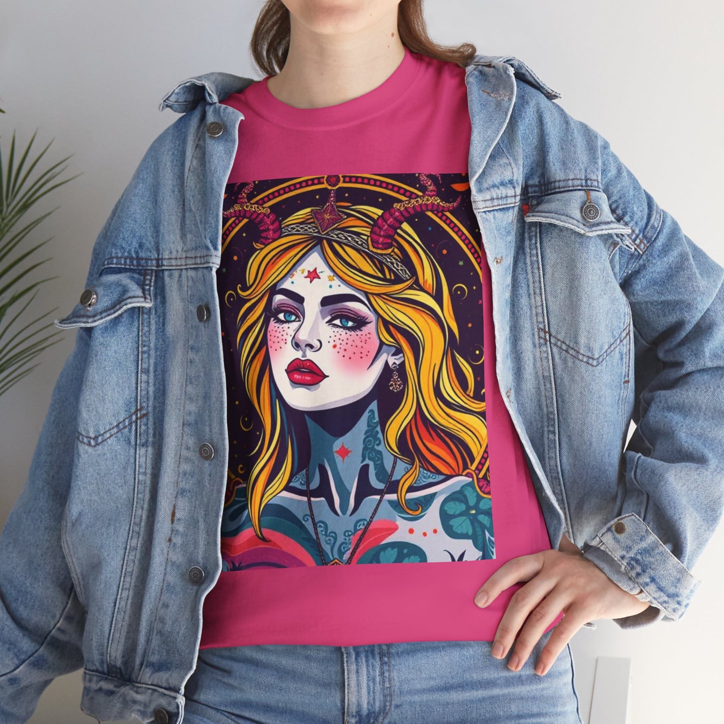 Unisex Heavy Cotton T-Shirt, Virgo, Zodiac v2, Sexy Art