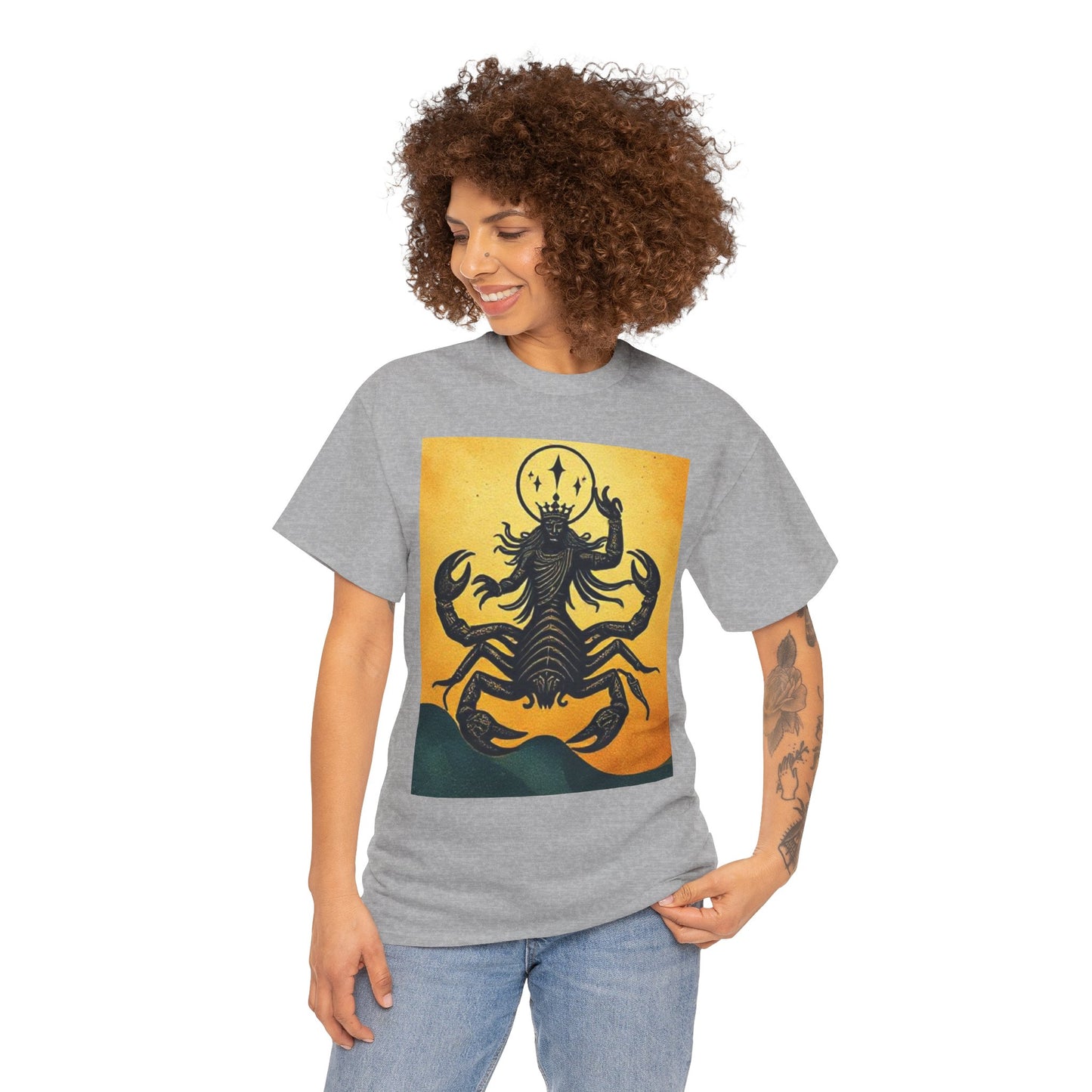 Unisex Heavy Cotton T-Shirt, Scorpion King, Print Art, Scorpio Zodiac Design