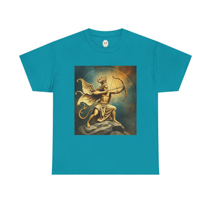 Unisex Heavy Cotton T-Shirt, Sagittarius King, Bow & Arrow, Zodiac Design