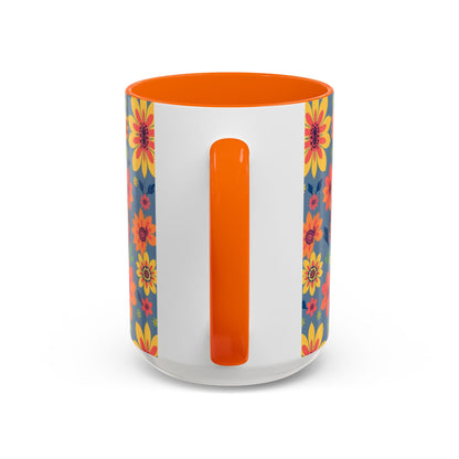 Accent Coffee Mug, Cancer, Zodiac v1, Flower Pattern, (11, 15oz)
