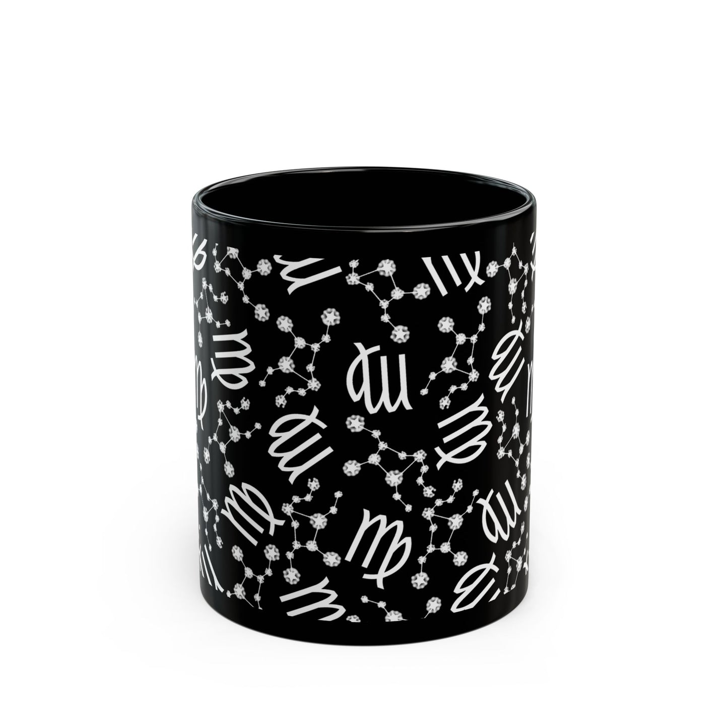Zodiac 11oz Black Mug Virgo Zodiac Sign