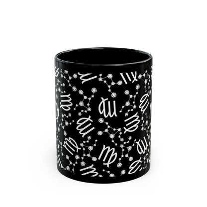 Zodiac 11oz Black Mug Virgo Zodiac Sign