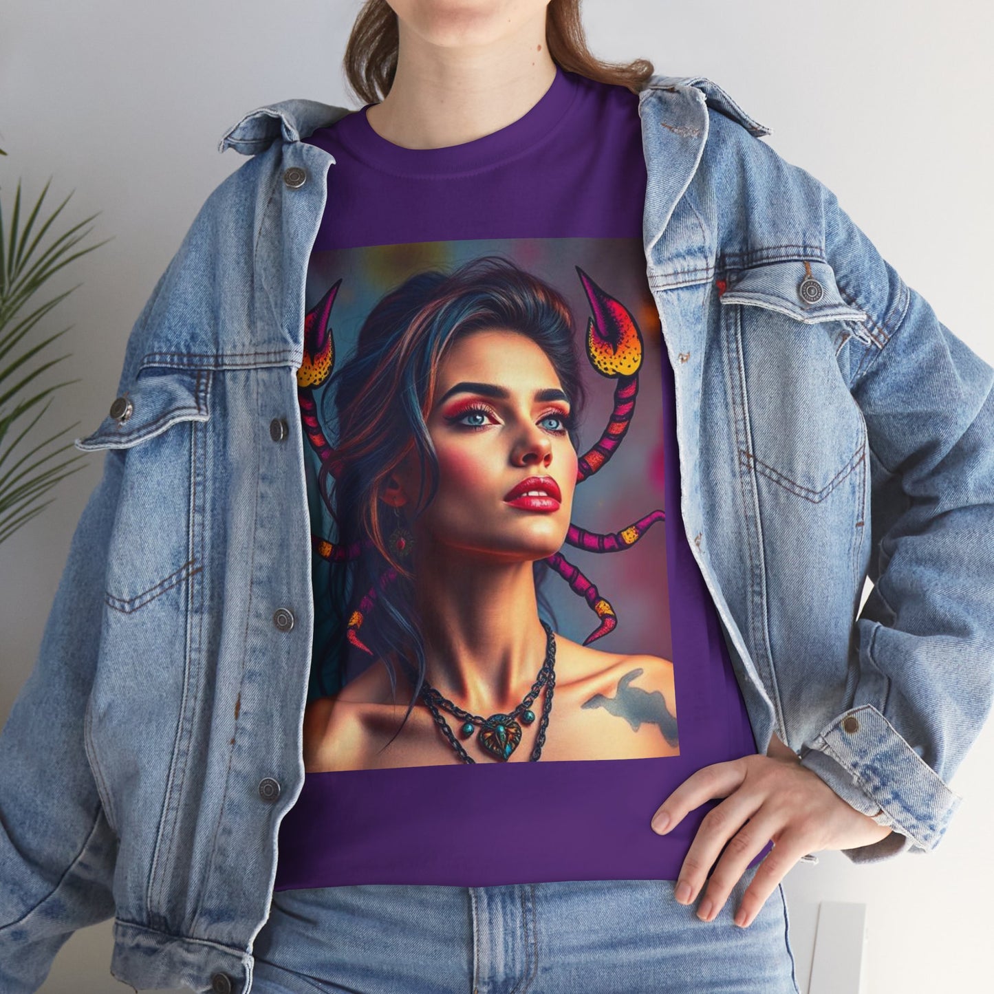 Unisex Heavy Cotton T-Shirt, Scorpio, Zodiac v2, Sexy Art