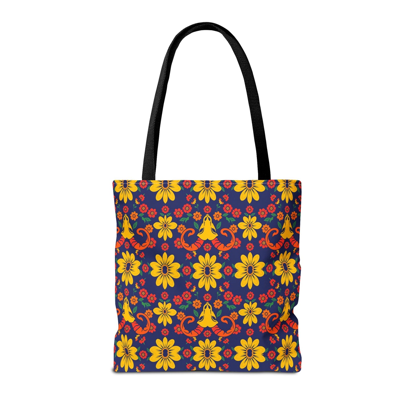 Tote Bag, (AOP), Aries, Zodiac v5, Flower Pattern
