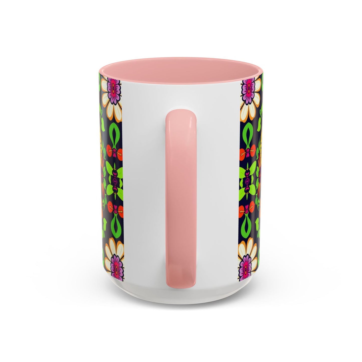 Accent Coffee Mug, Aries, Zodiac v2, Flower Pattern, (11, 15oz)