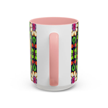 Accent Coffee Mug, Aries, Zodiac v2, Flower Pattern, (11, 15oz)