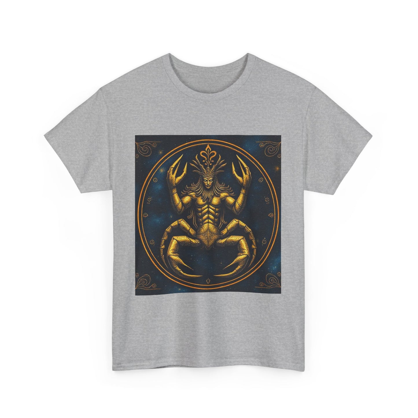 Unisex Heavy Cotton T-Shirt, Scorpion King 1v, Cancer Zodiac Design