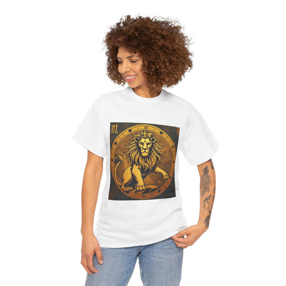 Unisex Heavy Cotton T-Shirt, Gold Lion v1, Leo Zodiac Design