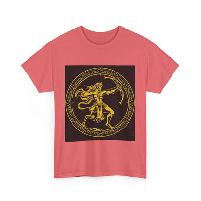 Unisex Heavy Cotton T-Shirt, Mythical Faun/Satyr v1, Sagittarius Zodiac Design