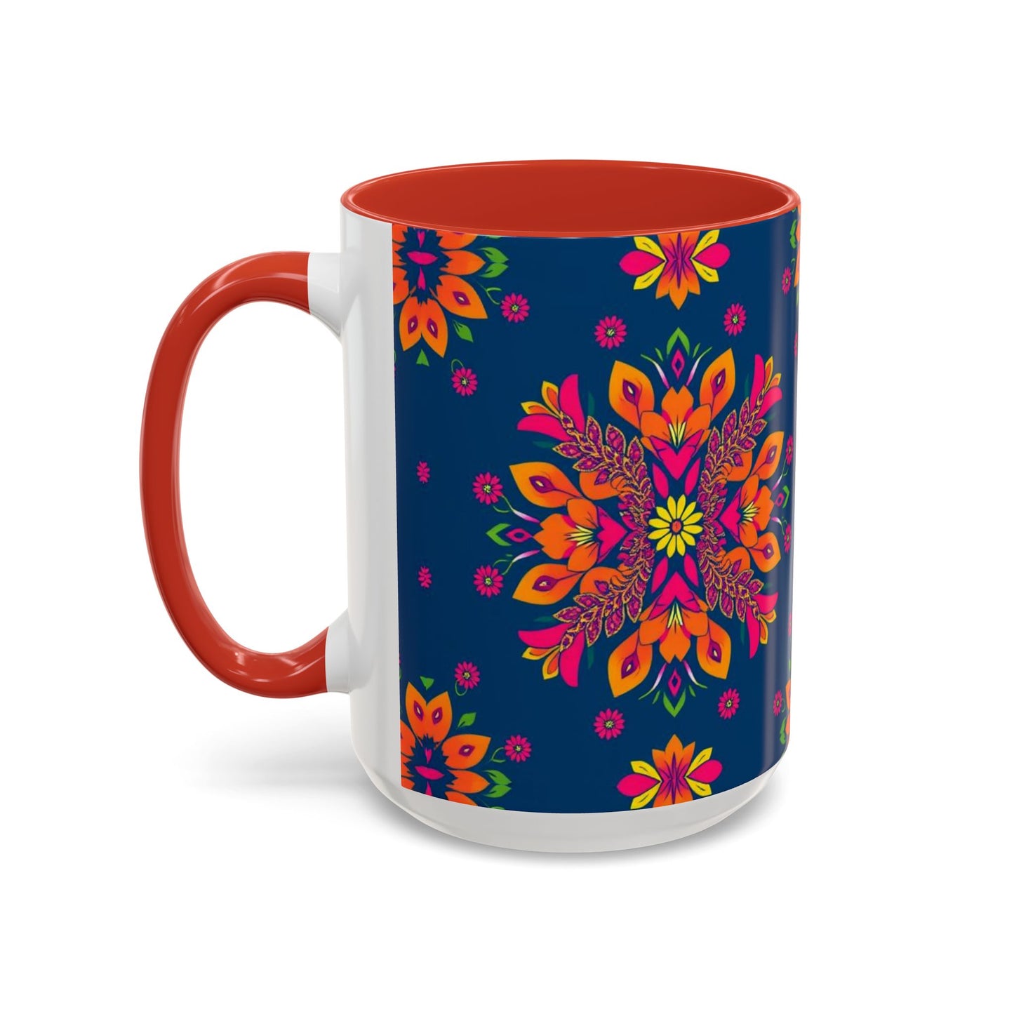 Accent Coffee Mug, Gemini, Zodiac v2, Flower Pattern, (11, 15oz)