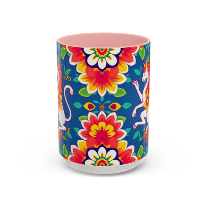 Accent Coffee Mug, Virgo, Zodiac v3. Flower Pattern, (11, 15oz)