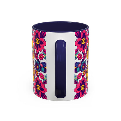 Accent Coffee Mug, Scorpio, Zodiac v2. Flower Pattern, (11, 15oz)
