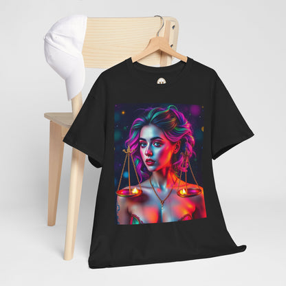 Unisex Heavy Cotton T-Shirt, Libra, Zodiac v3, Sexy Art