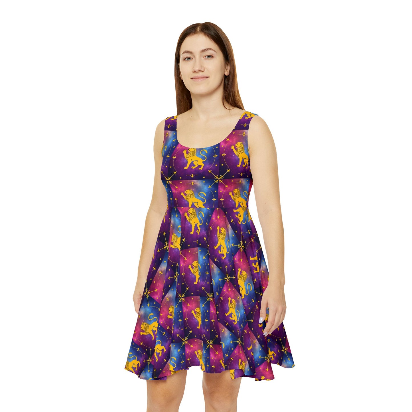 Women's Skater Dress, AOP, Zodiac, Leo, Pattern