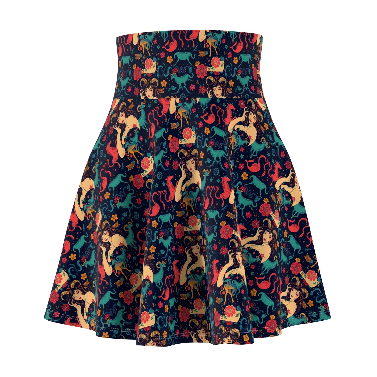Women's Skater Skirt, (AOP), Capricorn, Zodiac, Sexy Pattern