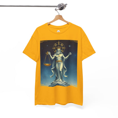 Unisex Heavy Cotton T-Shirt, Space, Libra God, Zodiac Design