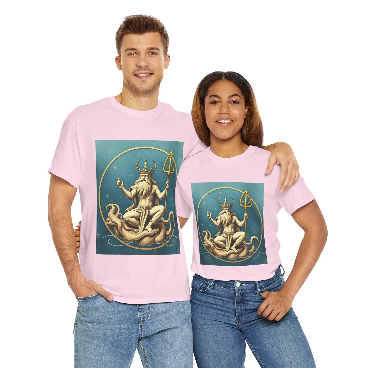 Unisex Heavy Cotton T-Shirt, Aquarius God 2v, Zodiac Design