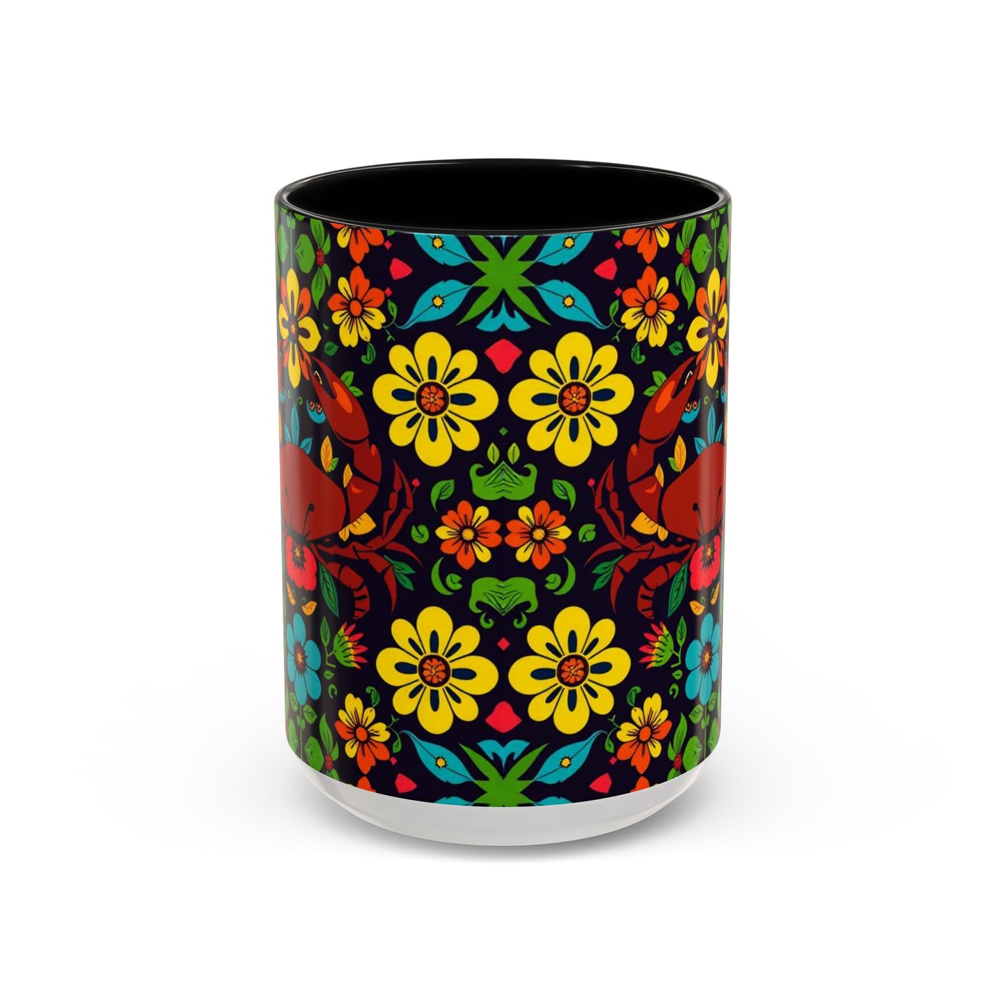 Accent Coffee Mug, Cancer, Zodiac v2, Flower Pattern, (11, 15oz)