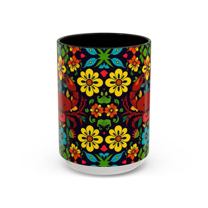 Accent Coffee Mug, Cancer, Zodiac v2, Flower Pattern, (11, 15oz)