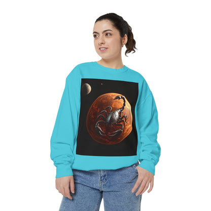 Garment-Dyed Sweatshirt, Unisex, Space Animal Design, Scorpio