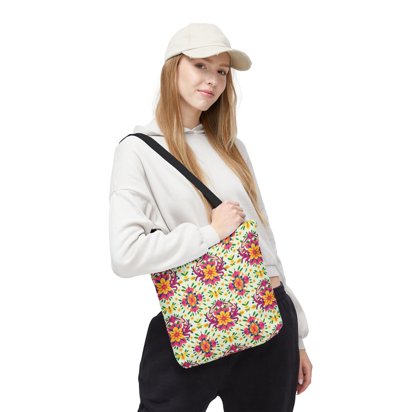 Tote Bag (AOP), Cancer, Zodiac v1, Flower Pattern
