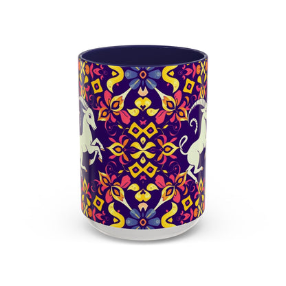 Accent Coffee Mug, Capricorn, Zodiac v1, Flower Pattern, (11, 15oz)