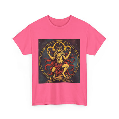 Unisex Heavy Cotton T-Shirt, Aries God 3v, Zodiac Design