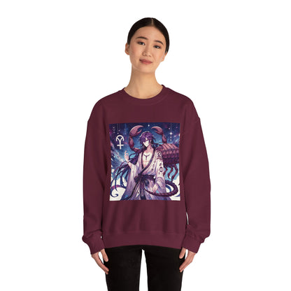 Unisex Heavy Blend™ Crewneck Sweatshirt, Scorpio Zodiac Design, purple scorpion anime